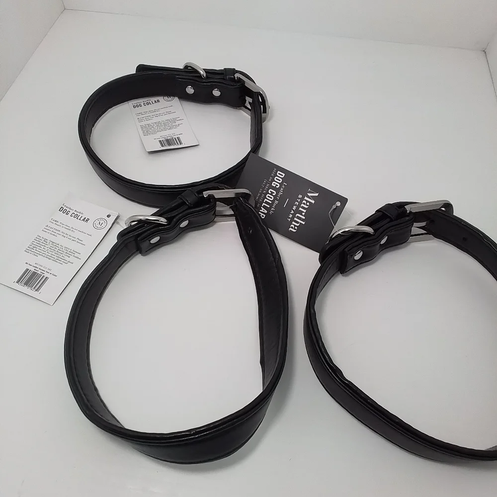 Martha Stewart Black Buckle Large Dog Collar NWT